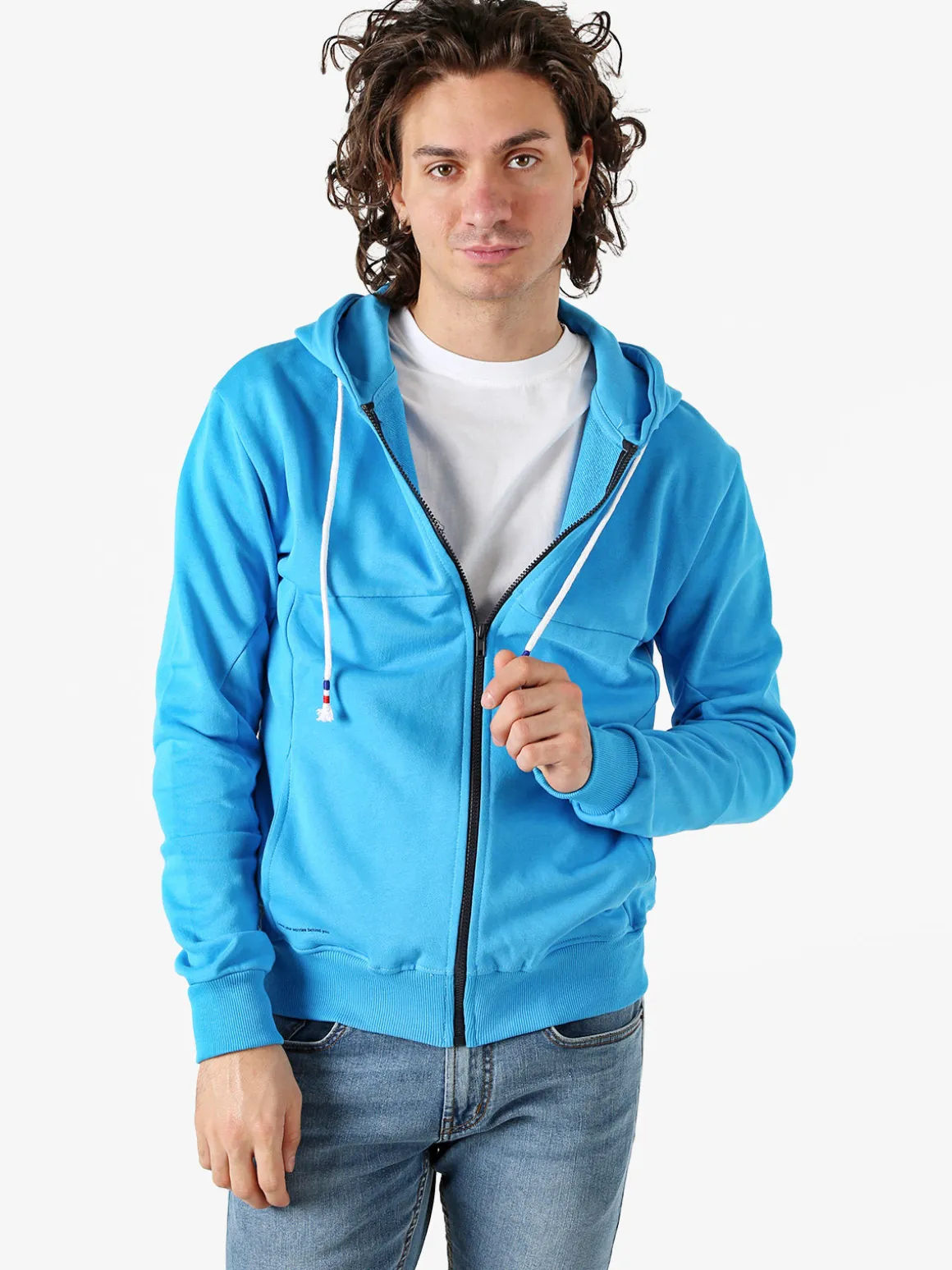 X-Cape Felpa da uomo con cappuccio e zip in cotone - blu