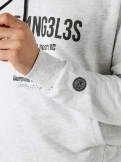 X-Cape Felpa da uomo in cotone con cappuccio e stampa scritta - grigio