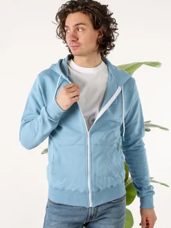 X-Cape Felpa da uomo in cotone con cappuccio e zip - azzurro