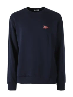 X-Cape Felpa girocollo da uomo in cotone con stampa dietro - blu scuro