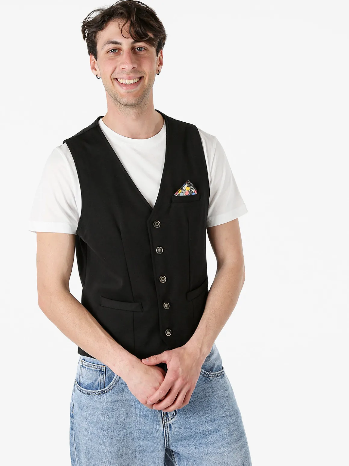 X-Cape Gilet classico da uomo con bottoni - nero