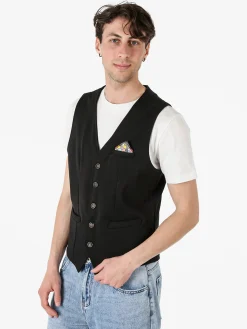 X-Cape Gilet classico da uomo con bottoni - nero