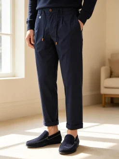 X-Cape Pantaloni da uomo in cotone tecnico con coulisse - blu scuro