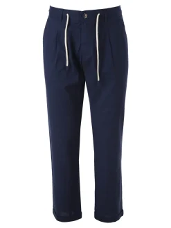 X-Cape Pantaloni da uomo in misto lino e cotone - blu scuro