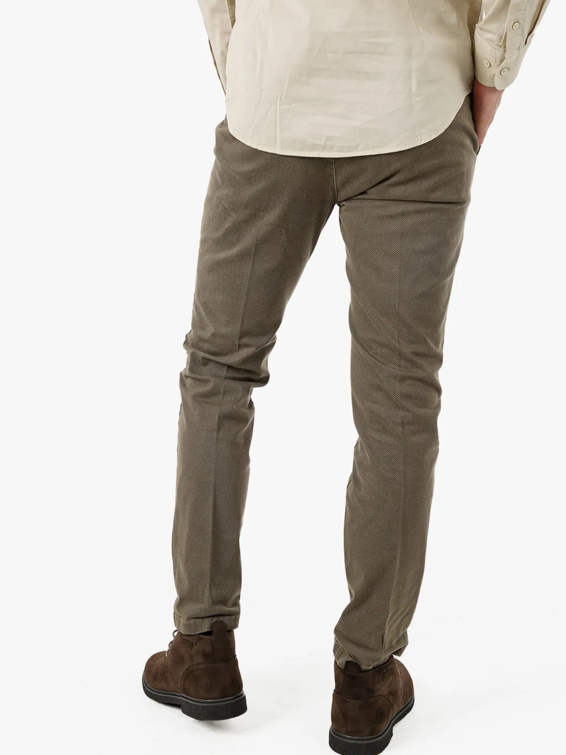 X-Cape Pantaloni uomo slim fit con stampa micro texture - tabacco