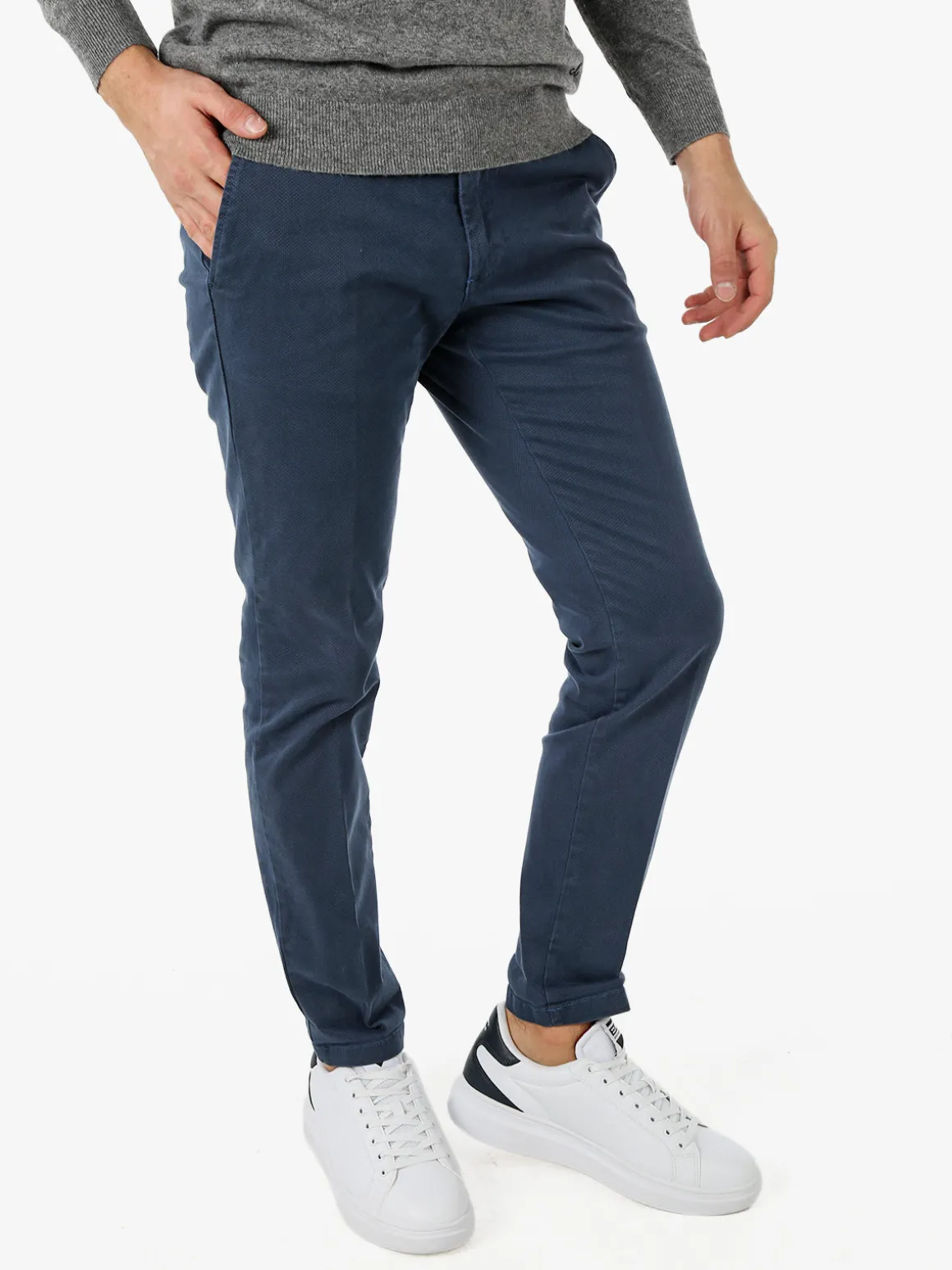 X-Cape Pantaloni uomo slim fit con stampa micro texture - blu