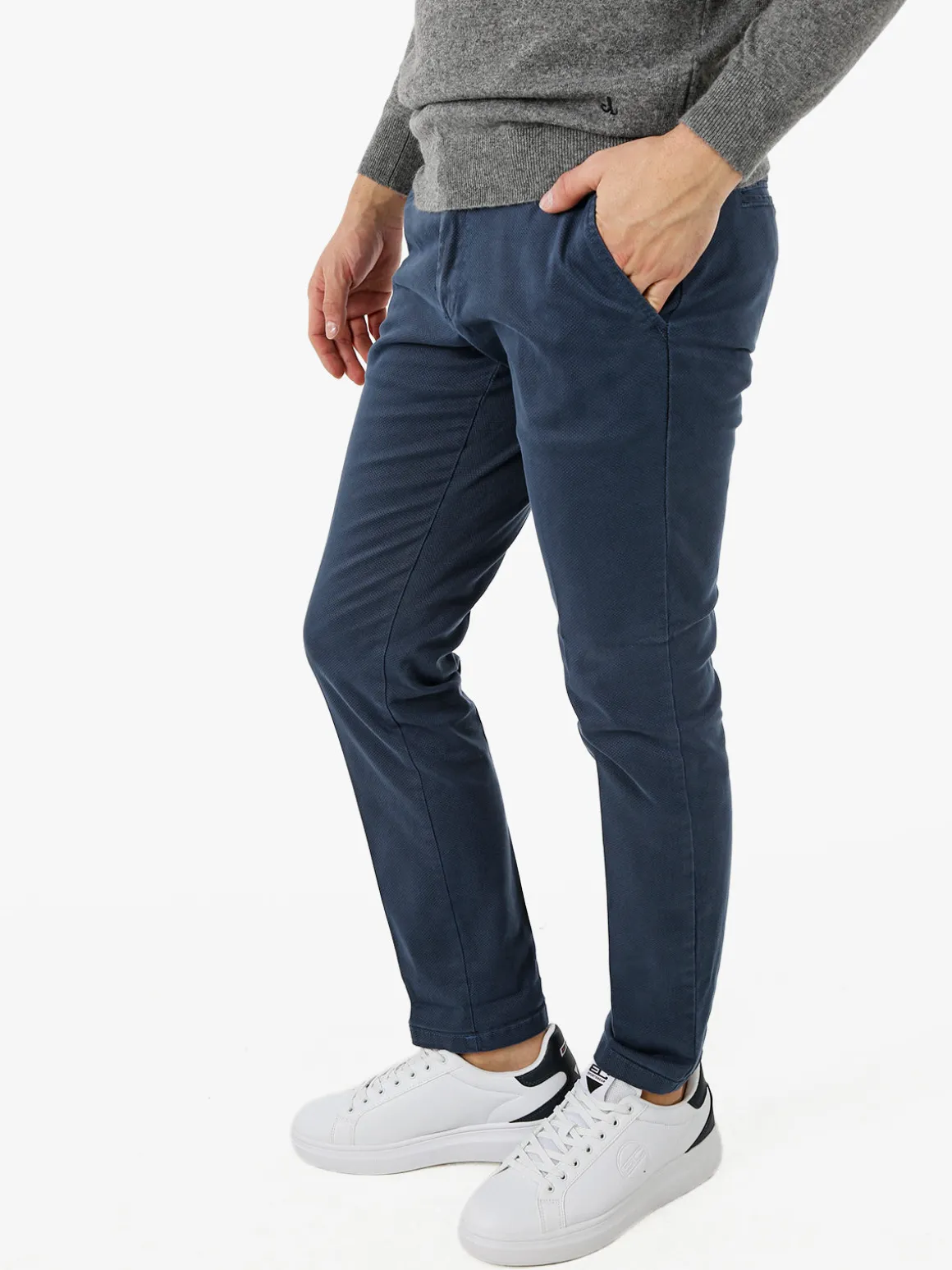 X-Cape Pantaloni uomo slim fit con stampa micro texture - blu