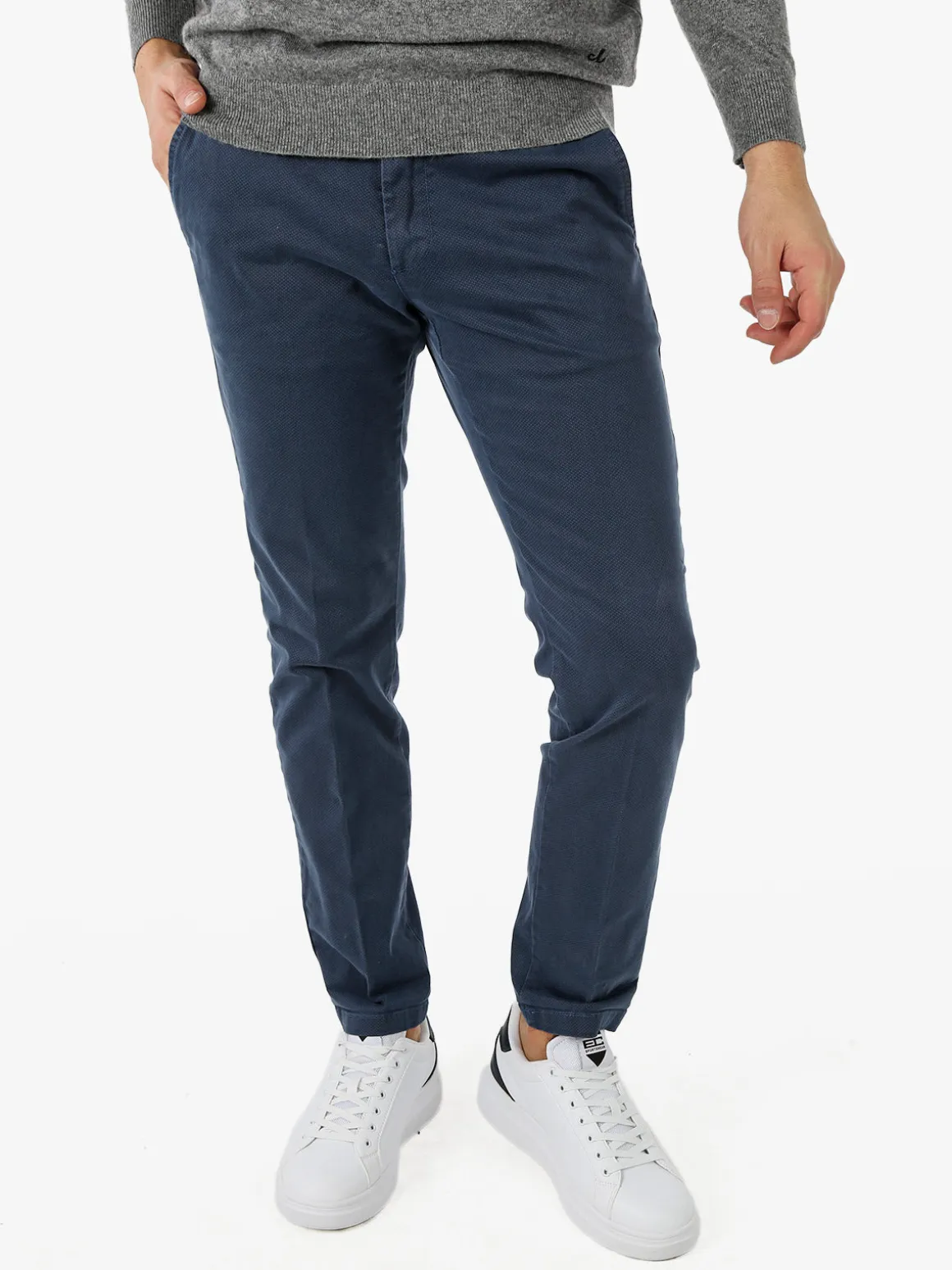X-Cape Pantaloni uomo slim fit con stampa micro texture - blu