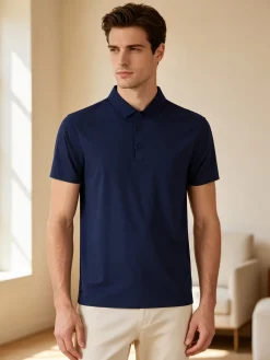X-Cape Polo da uomo a maniche corte in tessuto tecnico - blu scuro