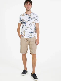 X-Cape T-shirt uomo floreale in cotone - bianco