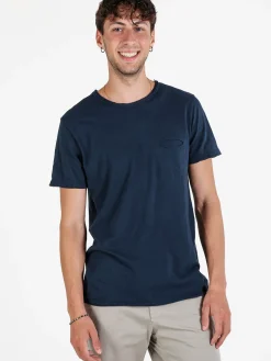 X-Cape T-shirt uomo in cotone con taschino - blu scuro