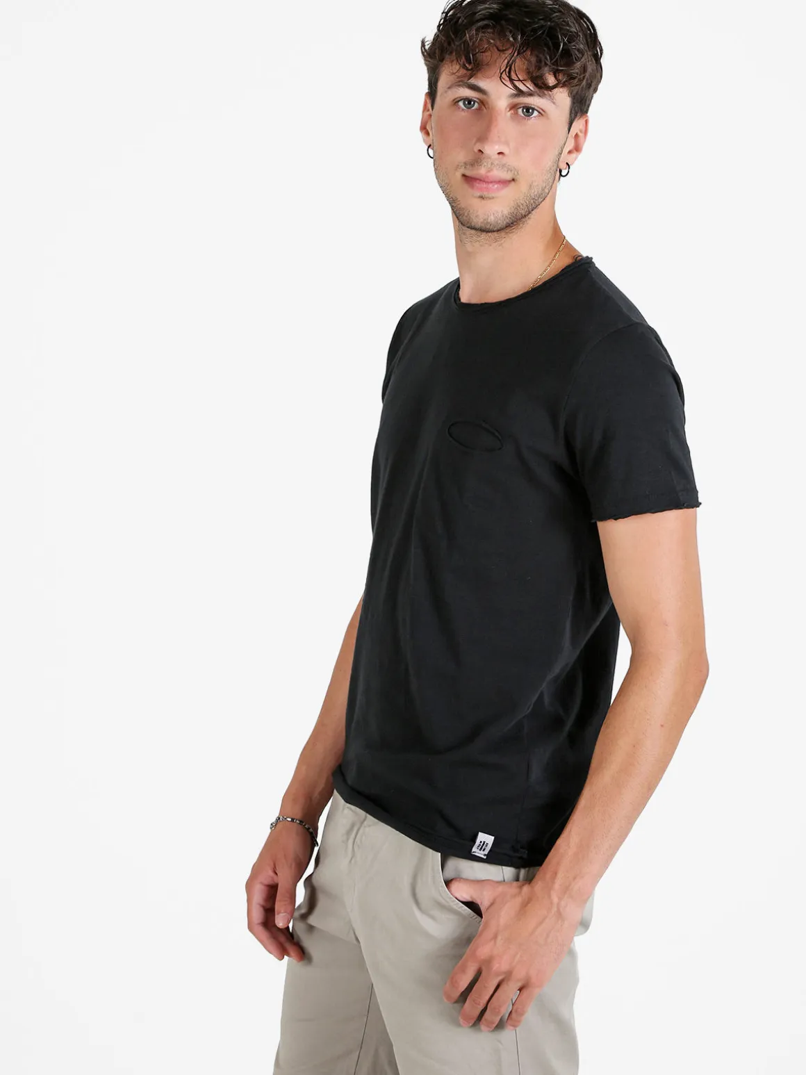 X-Cape T-shirt uomo in cotone con taschino - nero