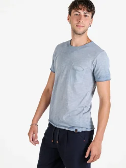 X-Cape T-shirt uomo in cotone con taschino - blu