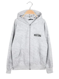 Xtreme Boxing Felpa da ragazzo in cotone con cappuccio e zip - grigio