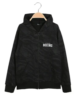 Xtreme Boxing Felpa da ragazzo in cotone con cappuccio e zip - nero