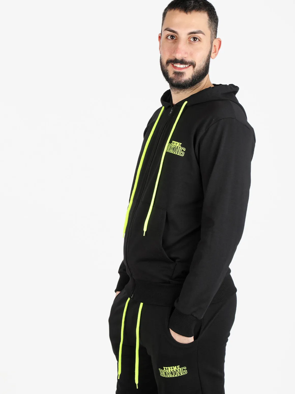 Xtreme Boxing Felpa da uomo con cappuccio e zip