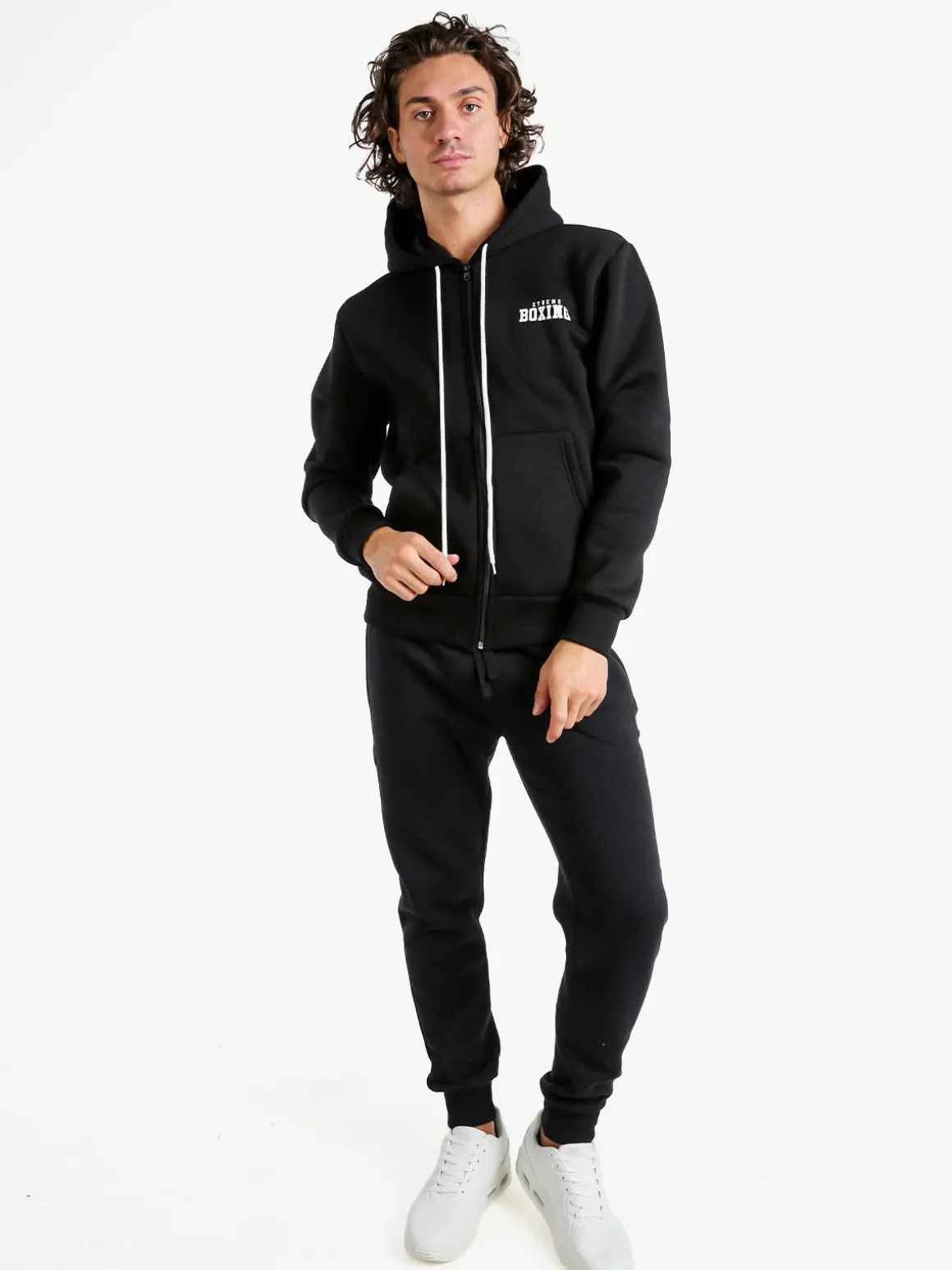 Xtreme Boxing Felpa da uomo con cappuccio e zip - nero
