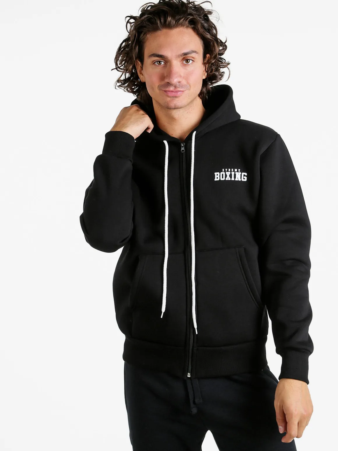 Xtreme Boxing Felpa da uomo con cappuccio e zip - nero