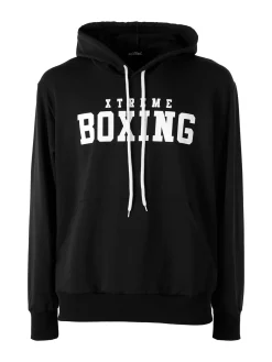Xtreme Boxing Felpa da uomo in cotone con cappuccio e logo - nero