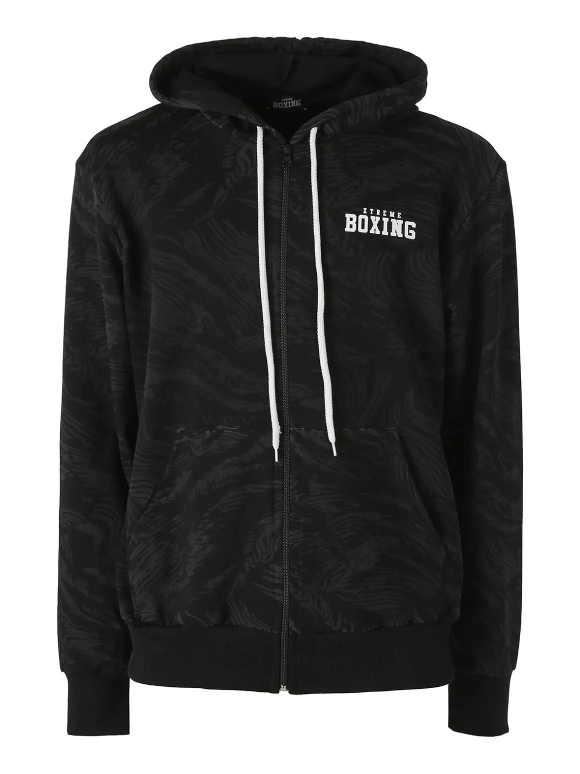 Xtreme Boxing Felpa da uomo in cotone con cappuccio e zip - nero