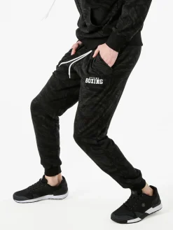 Xtreme Boxing Pantaloni tuta da uomo in cotone con stampe e polsini - nero