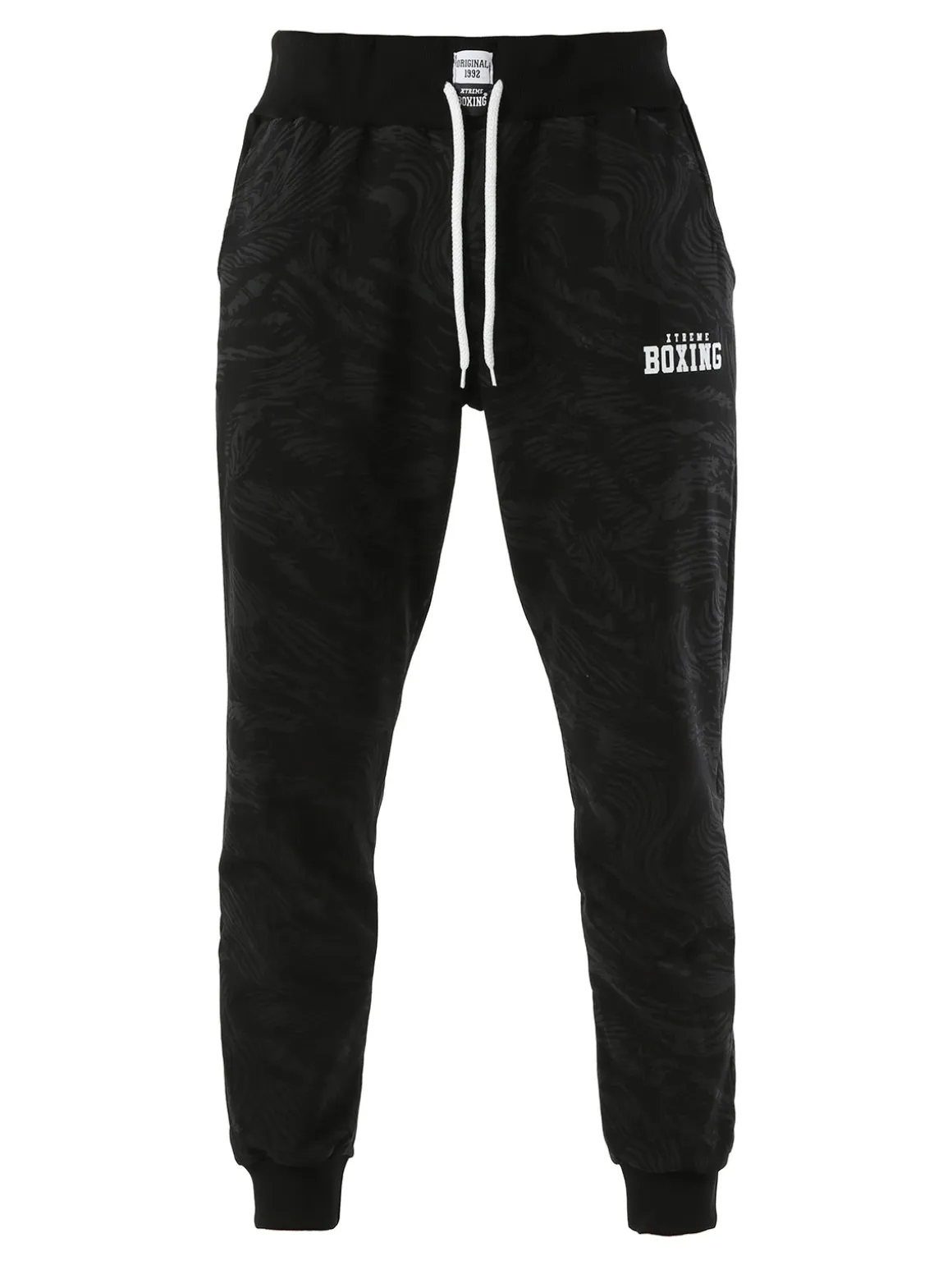 Xtreme Boxing Pantaloni tuta da uomo in cotone con stampe e polsini - nero