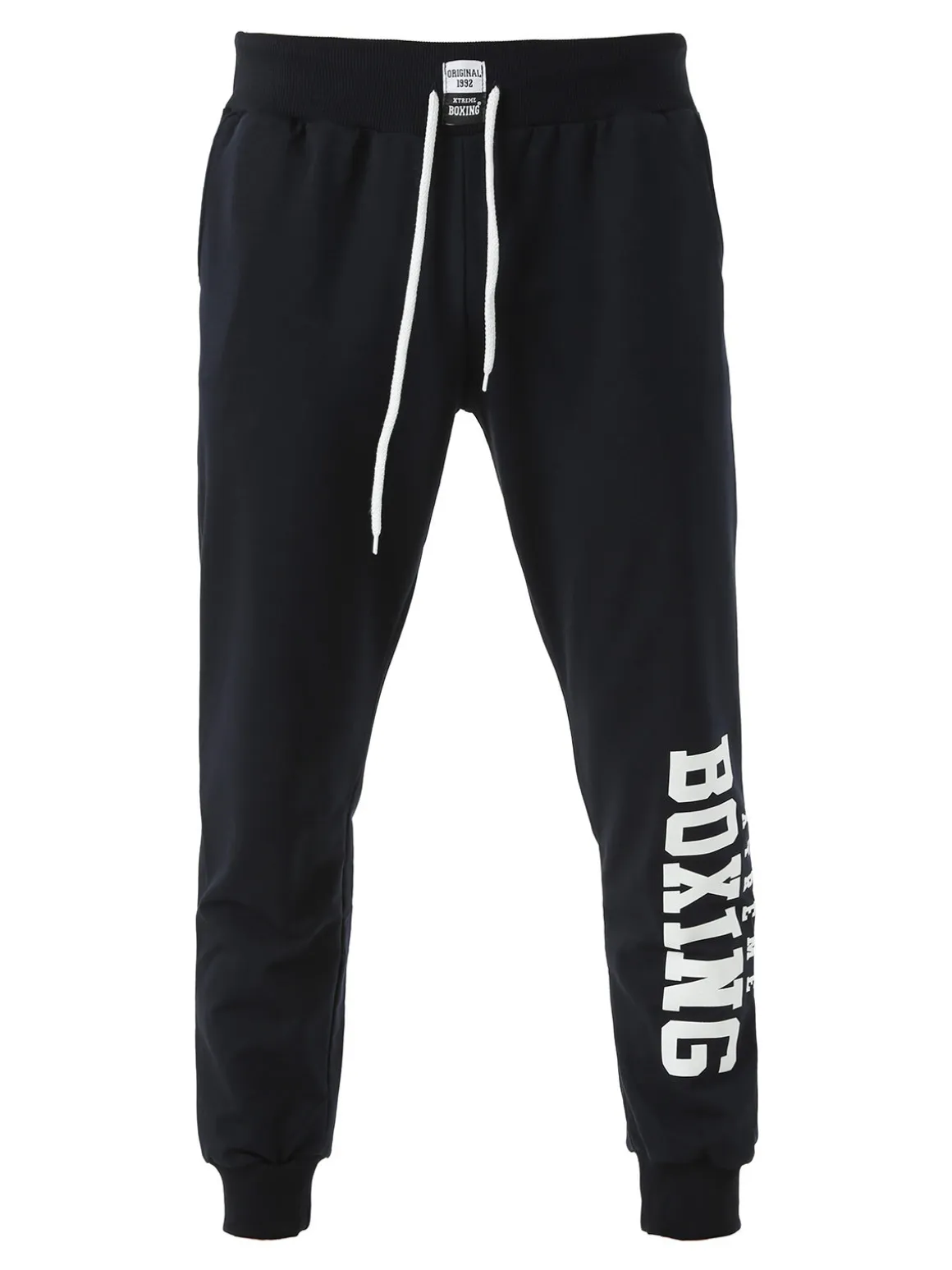 Xtreme Boxing Pantaloni tuta da uomo in cotone con coulisse e logo - blu scuro