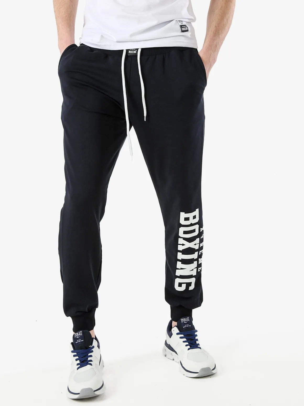 Xtreme Boxing Pantaloni tuta da uomo in cotone con coulisse e logo - blu scuro