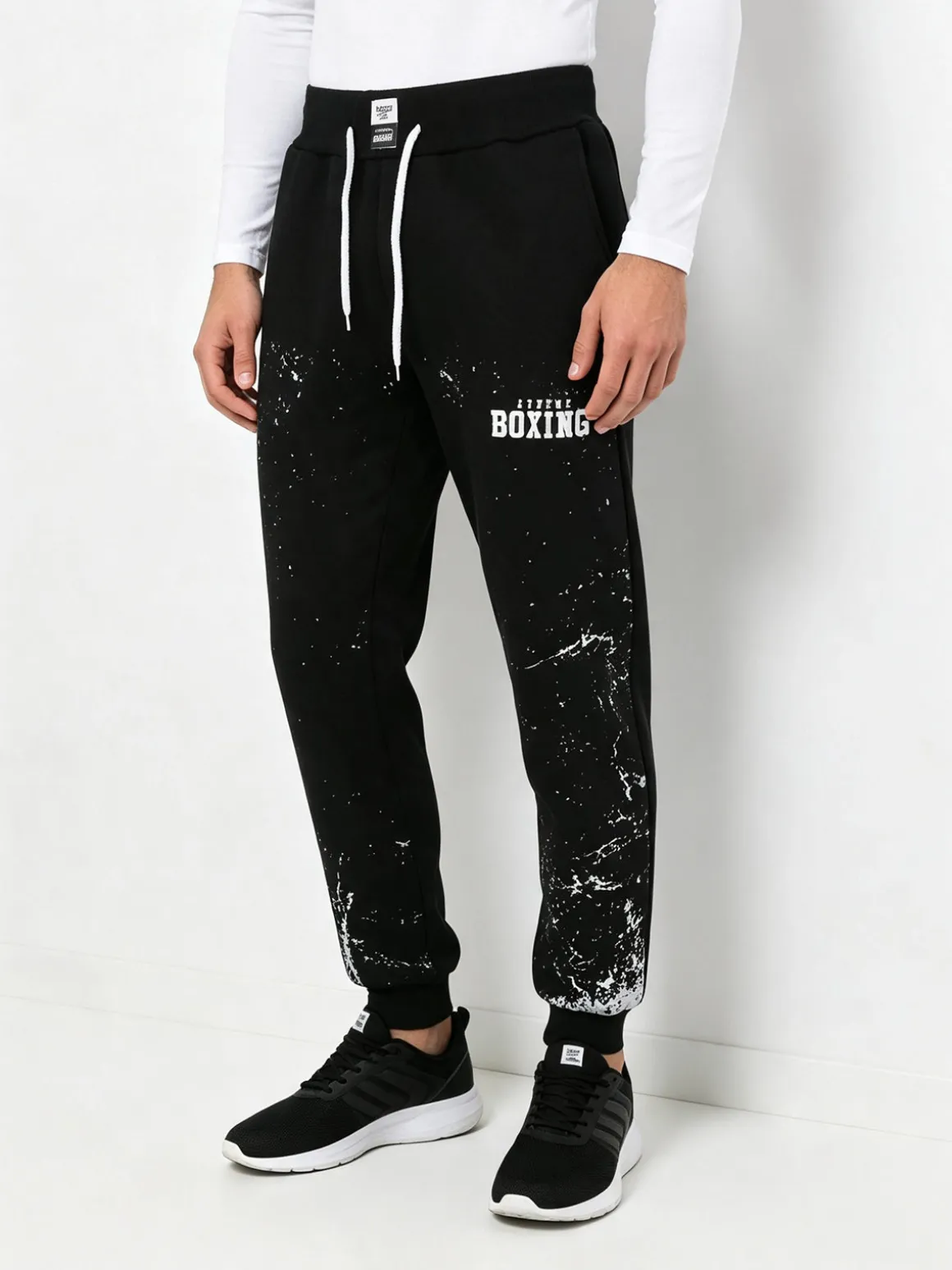 Xtreme Boxing Pantaloni tuta da uomo felpati con polsini - nero