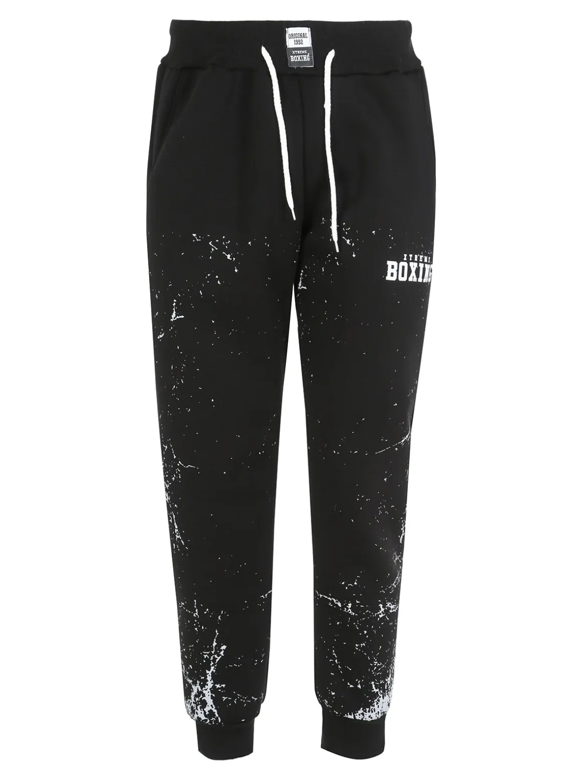 Xtreme Boxing Pantaloni tuta da uomo felpati con polsini - nero