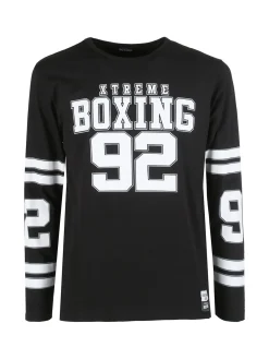 Xtreme Boxing T-shirt da uomo a maniche lunghe con logo - nero