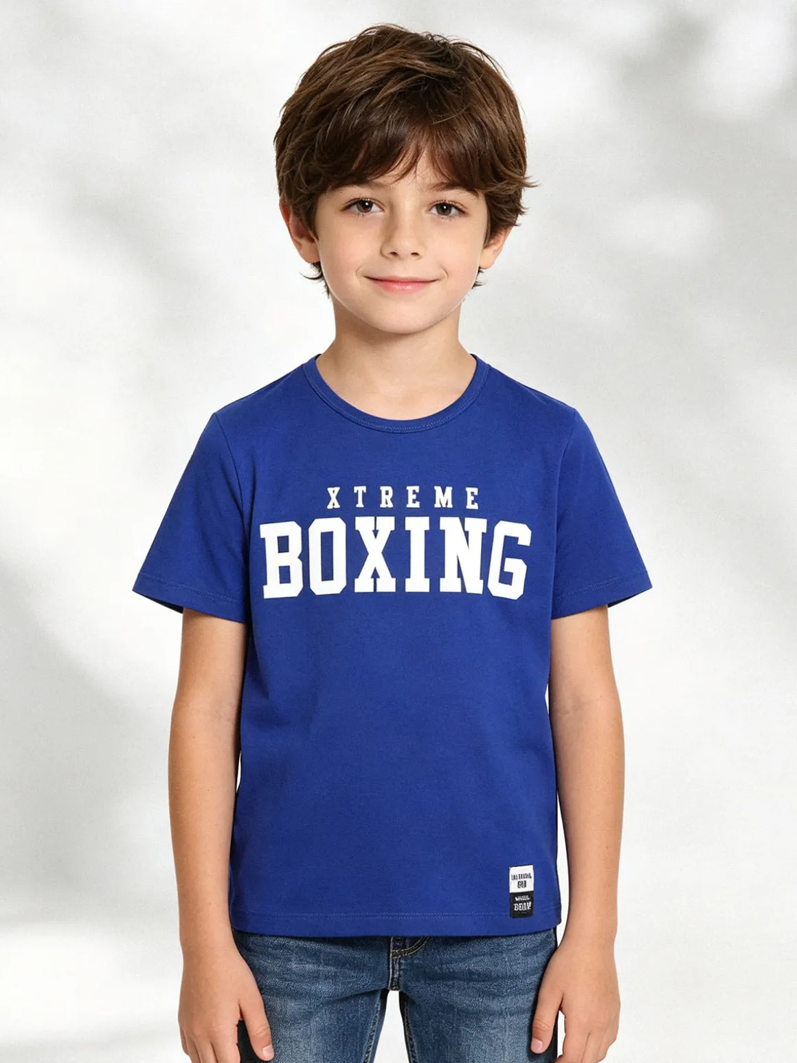 Xtreme Boxing T-shirt girocollo da ragazzo in cotone con logo - blu