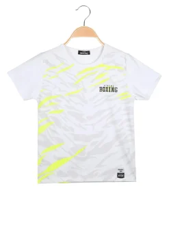 Xtreme Boxing T-shirt girocollo da ragazzo in cotone con stampe - bianco