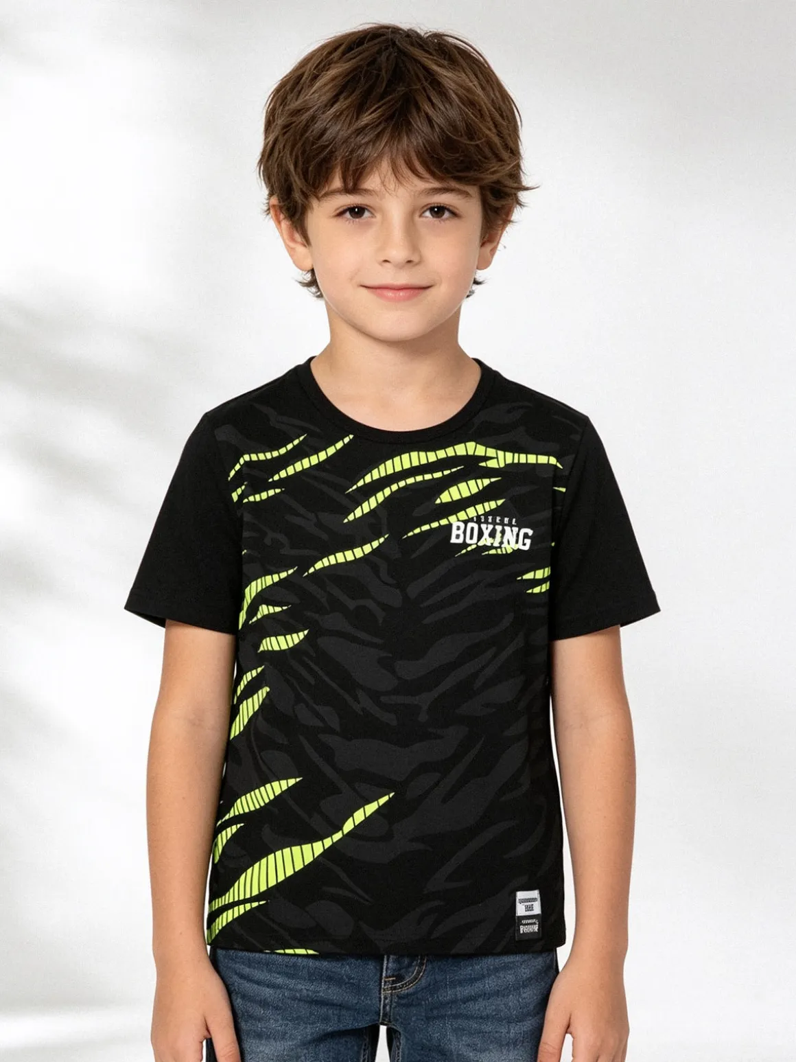 Xtreme Boxing T-shirt girocollo da ragazzo in cotone con stampe - nero