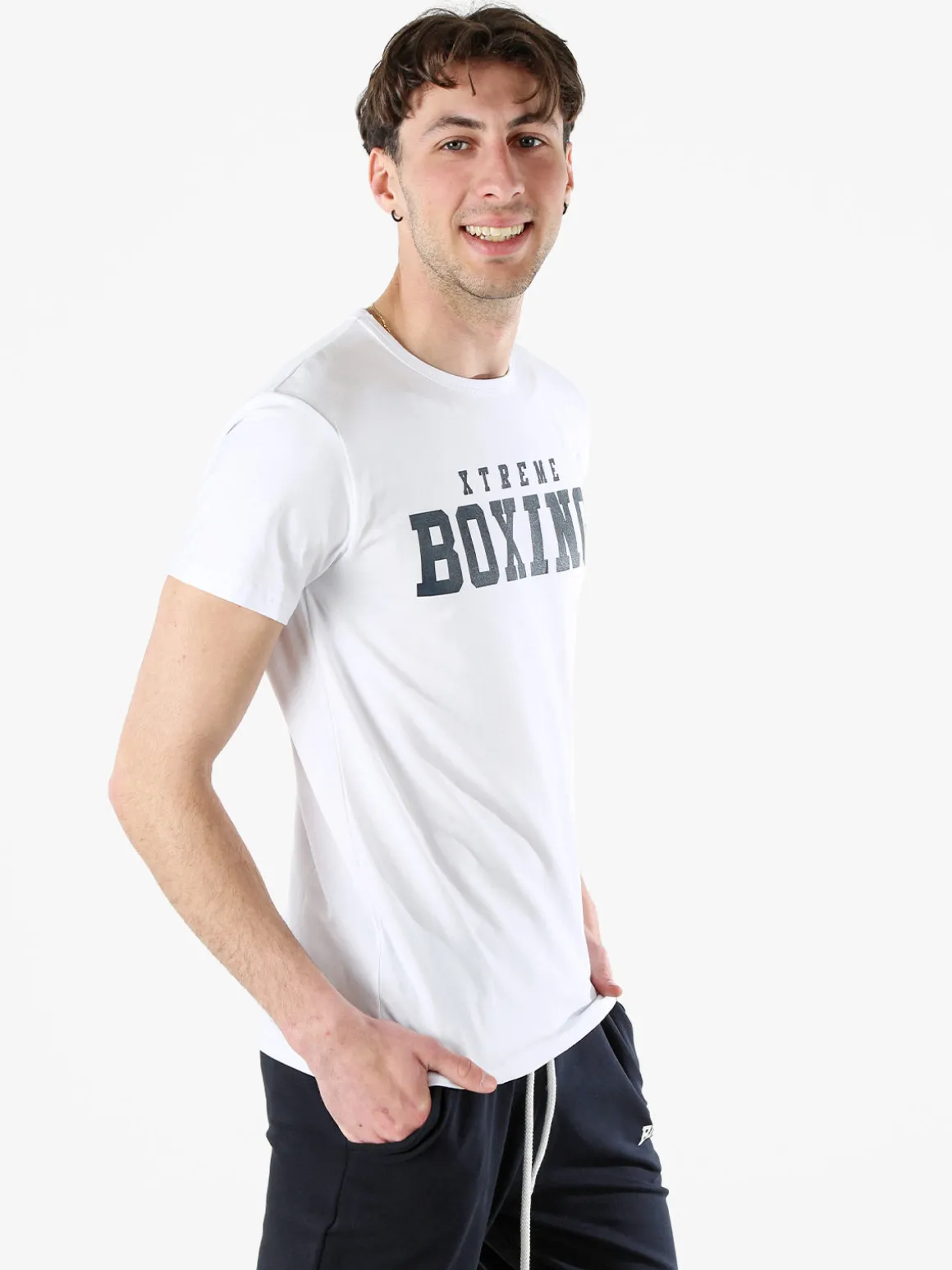 Xtreme Boxing T-shirt girocollo da uomo in cotone con logo - bianco