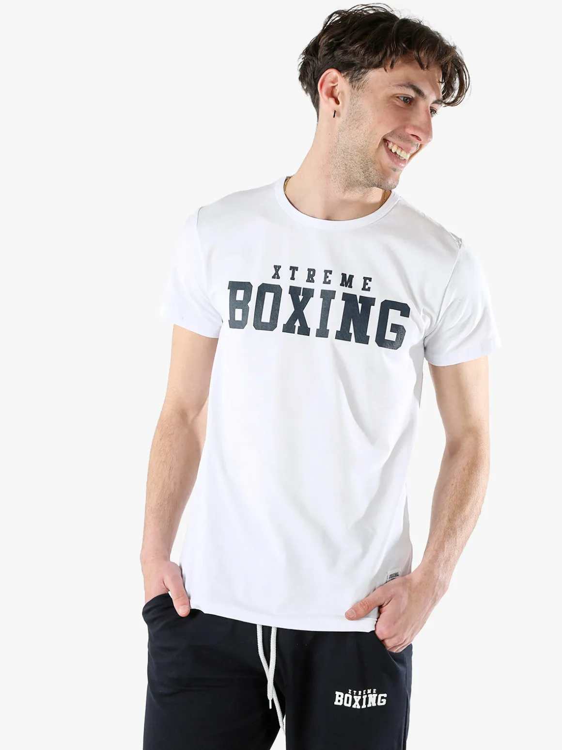 Xtreme Boxing T-shirt girocollo da uomo in cotone con logo - bianco