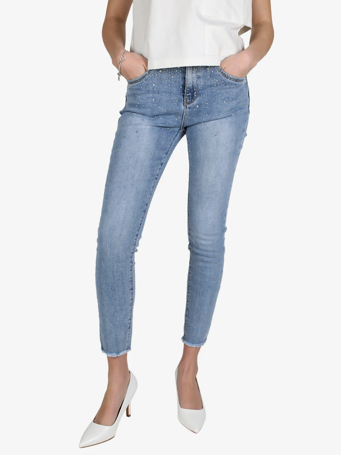 Yep Praise Jeans donna skinny con strass