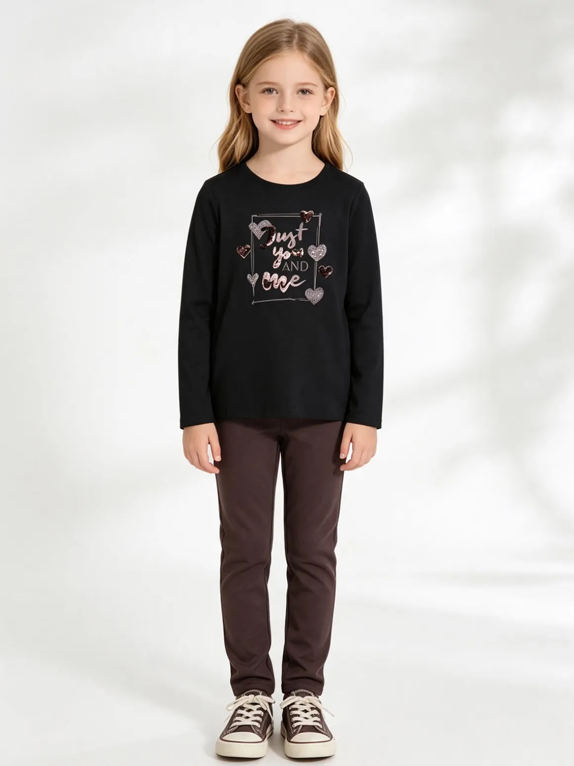 Yes! Do Kid'S Completo 2 pezzi da bambina con maglietta e leggings - nero