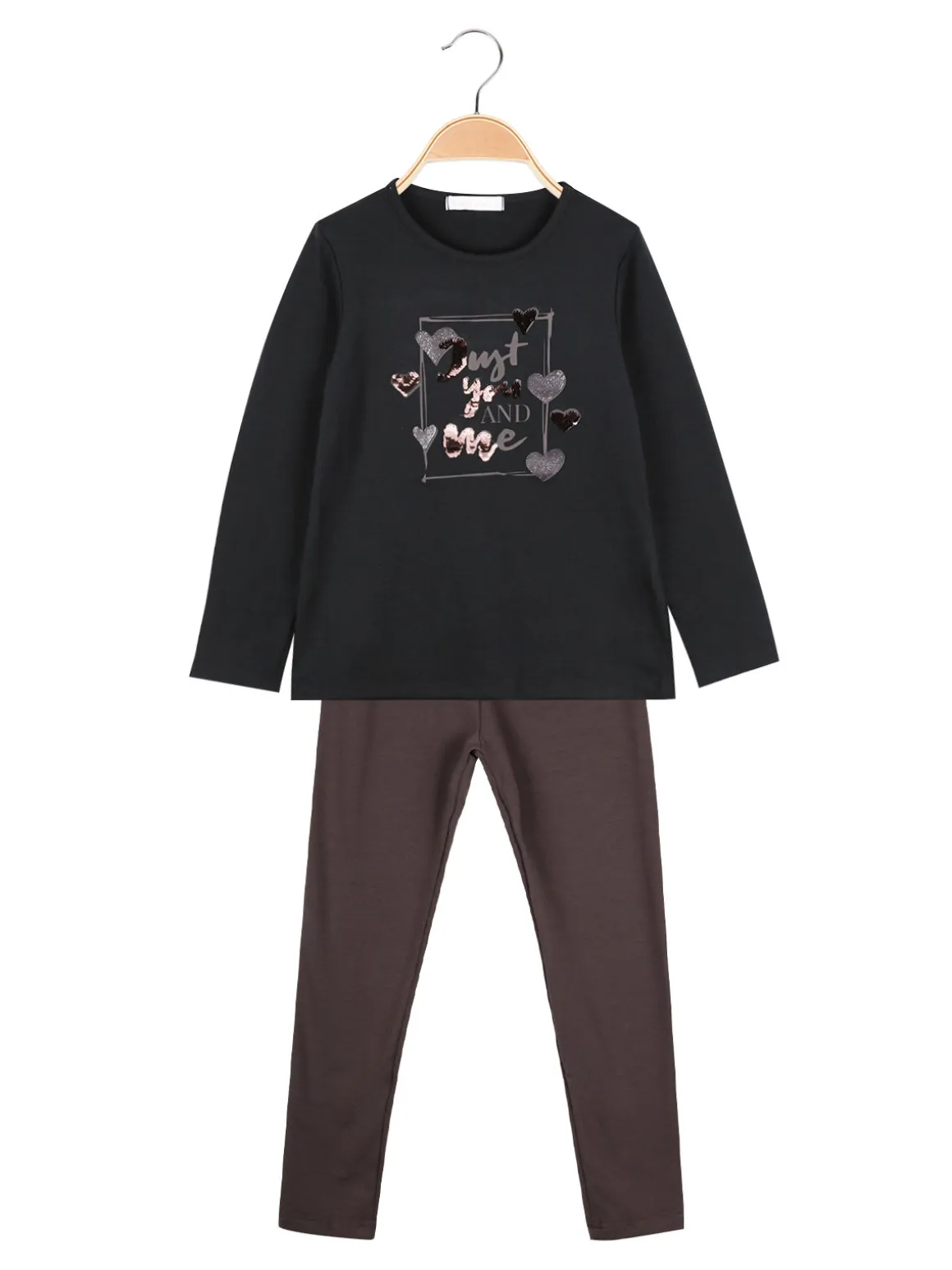 Yes! Do Kid'S Completo 2 pezzi da bambina con maglietta e leggings - nero