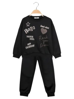 Yes! Do Kid'S Completo 2 pezzi da bambina con felpa e pantalone - nero