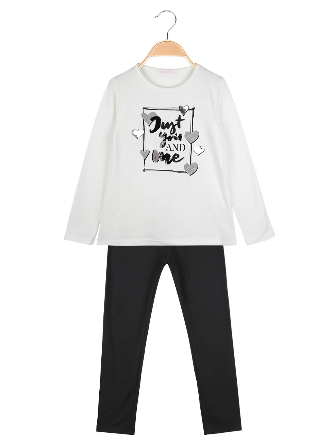 Yes! Do Kid'S Completo 2 pezzi da bambina con maglietta e leggings - bianco