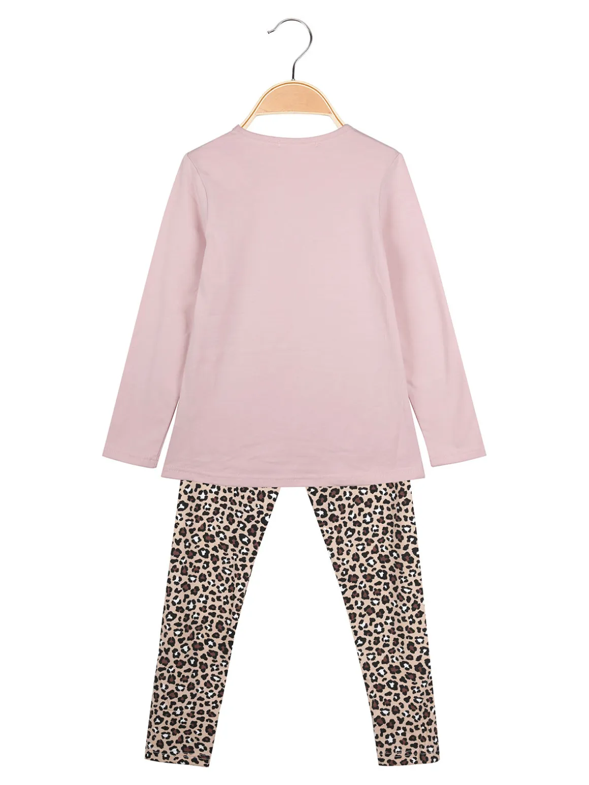 Yes! Do Kid'S Completo 2 pezzi da bambina con maglietta e leggings animalier - rosa