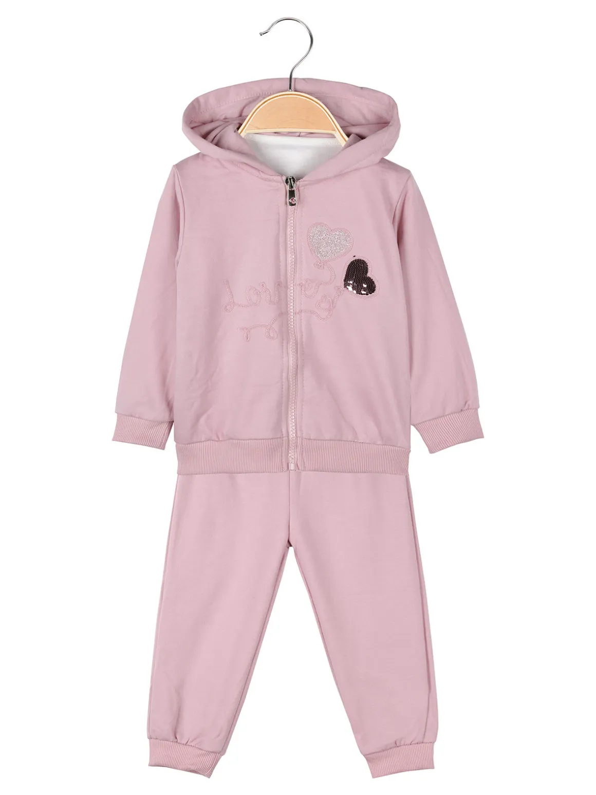 Yes! Do Kid'S Completo 3 pezzi da neonata con cappuccio e zip - rosa