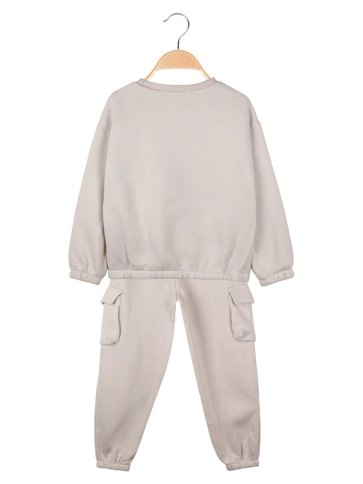 Yes! Do Kid'S Completo tuta da bambina felpata 2 pezzi con pantaloni cargo - beige