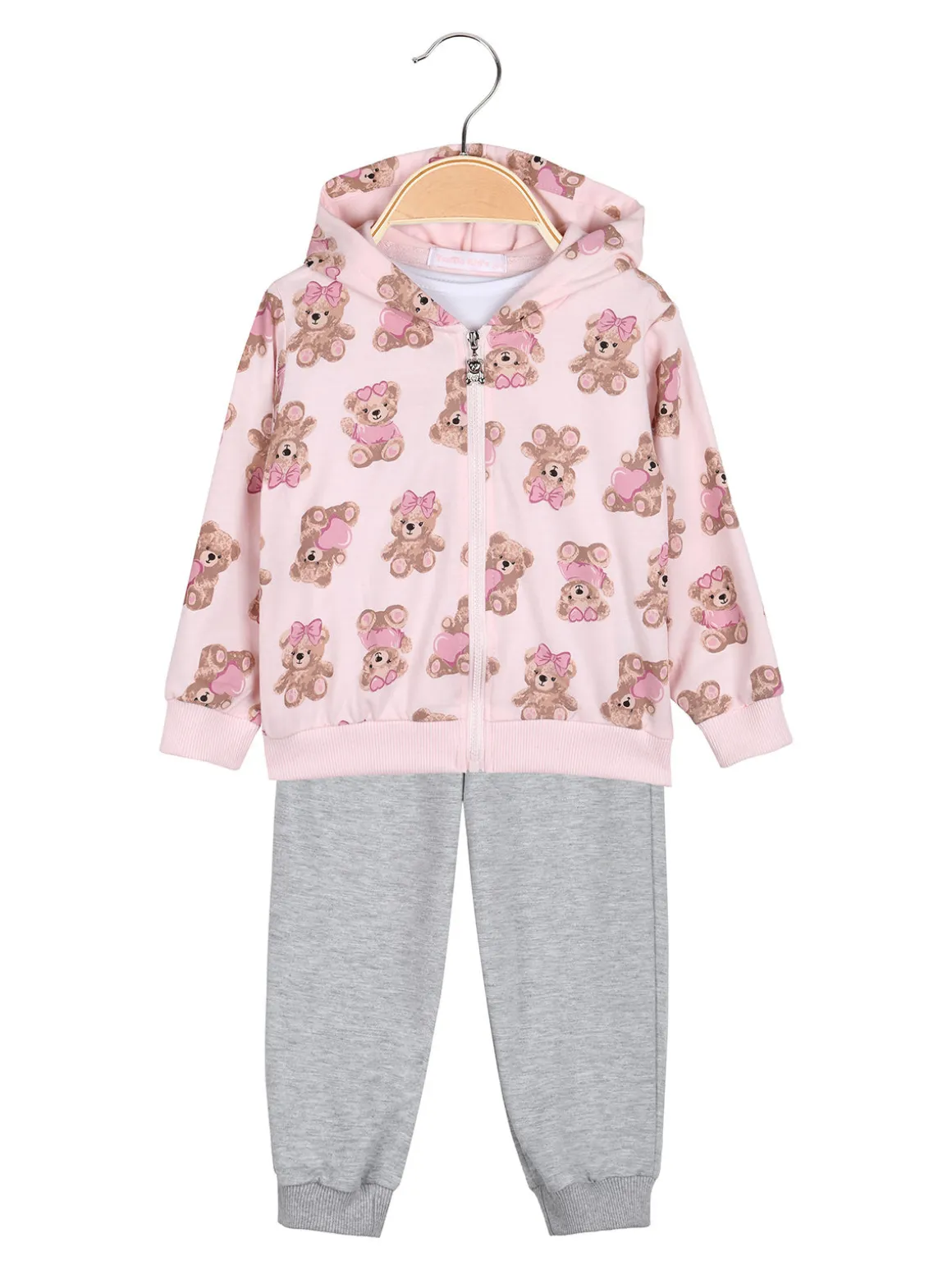 Yes! Do Kid'S Completo tuta 3 pezzi da neonata con cappuccio e zip - rosa