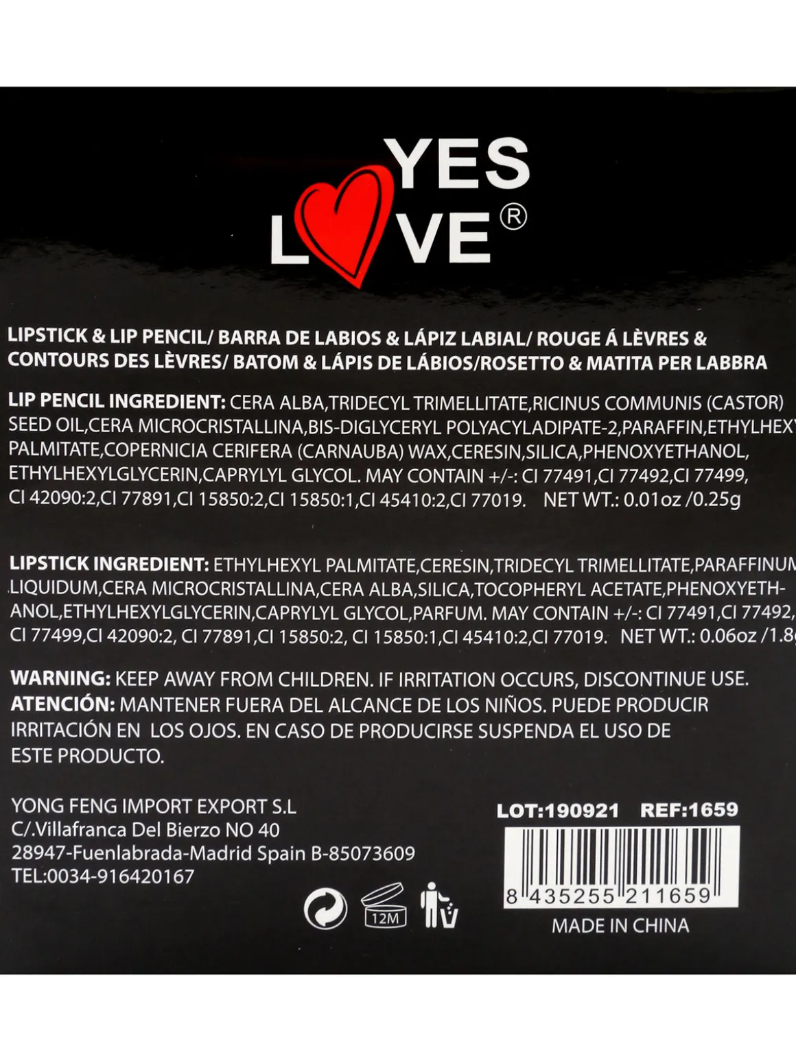 Yes Love Cosmetics Lip stick e Lip pencil