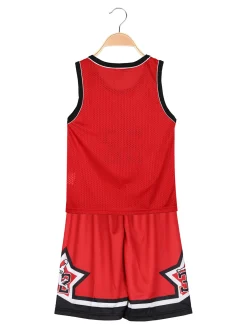 Yi Boy Completo corto da bambino con canotta sportiva e bermuda - rosso