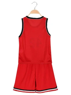 Yi Boy Completo corto da bambino con canotta sportiva e bermuda - rosso