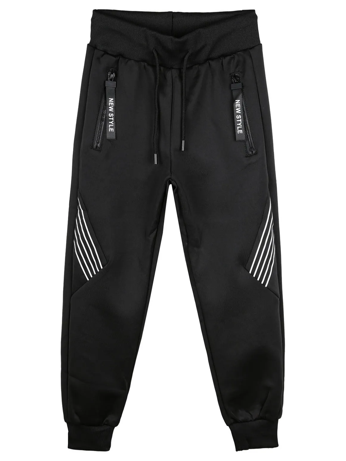 Yi Boy Pantaloni da bambino con coulisse e polsini - nero