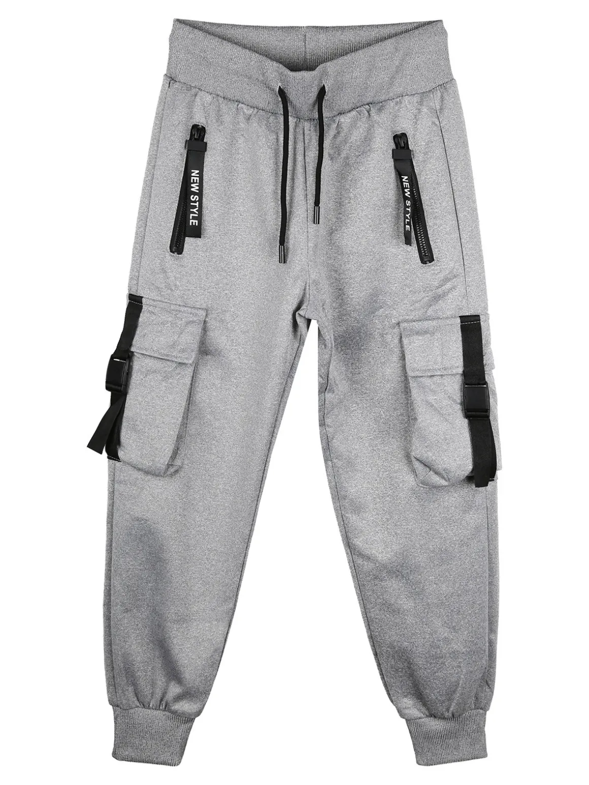 Yi Boy Pantaloni tuta da bambino con tasconi laterali e polsini - grigio